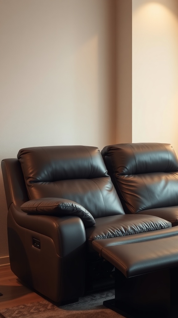 Sleek leather recliner in a modern living room setting